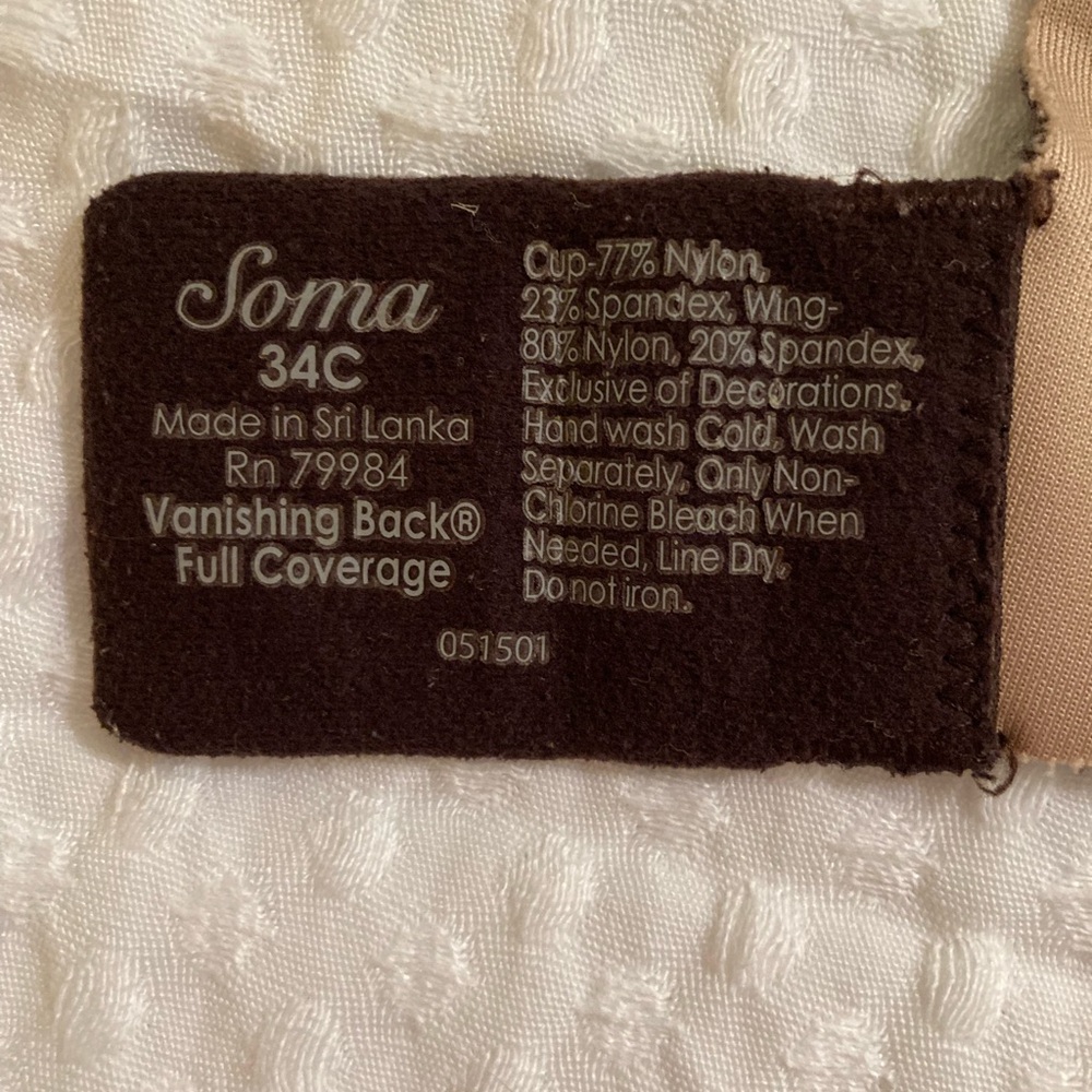 Soma Vanishing Back Full Coverage Underwire Brown and Beige Polka Dot Bra 34C - Picture 7 of 12